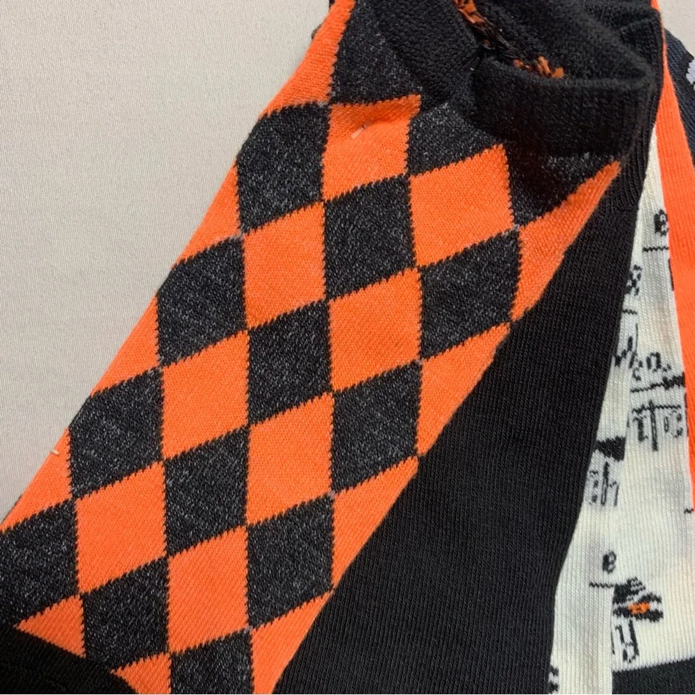 Halloween Fall Girl’s 6-12 Ankle Socks Orange Black Witch Jack O Lantern Pumpkin